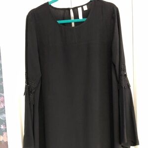 Tacera Black Dress with Lace Detail